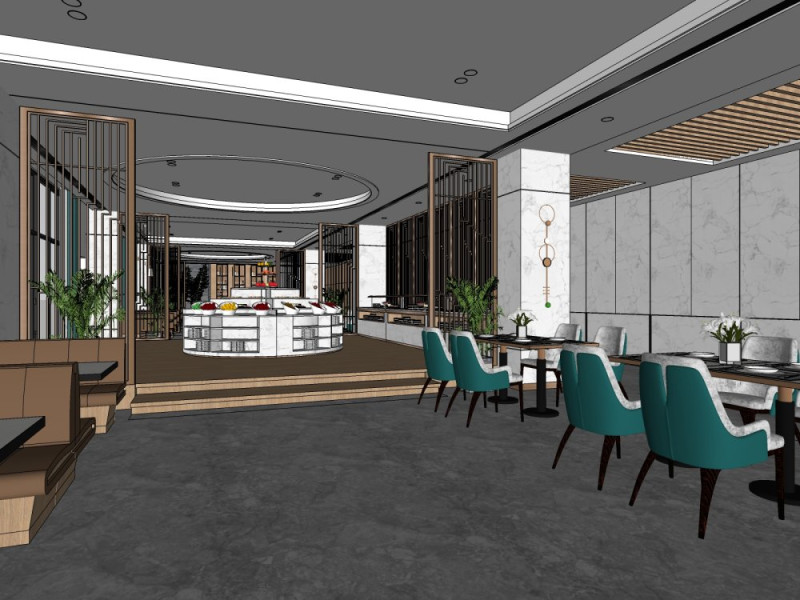 Western restaurant design 3D Model .c4d .max .obj .3ds .fbx .stl .blend 