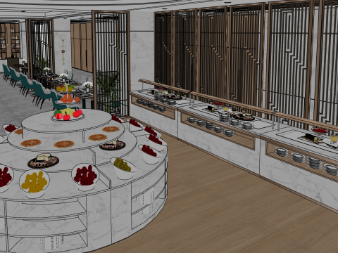 Western restaurant design 3D Model