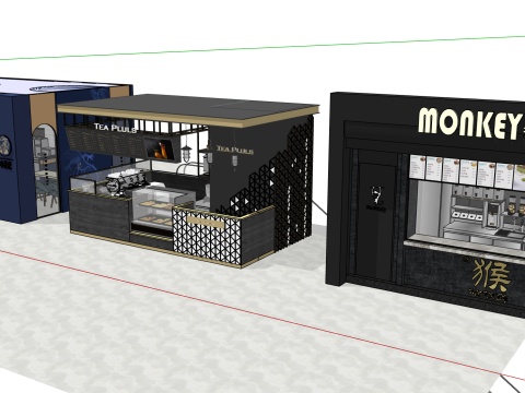 दूध वाली चाय की दुकान का डिज़ाइन 3D मॉडल