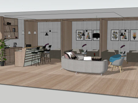 Sala trattative del reparto vendite Modello 3D