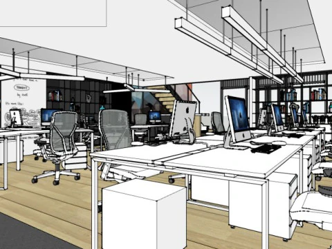 Decorazione interna dell'ufficio Modello 3D