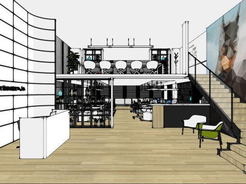 Office interior decoration 3D Model
