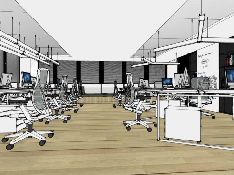 Office interior decoration 3D Model