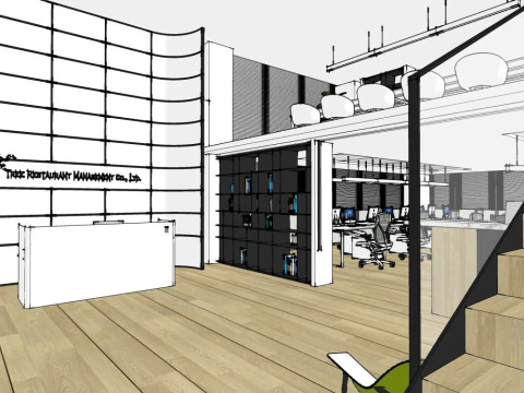 Office interior decoration 3D Model