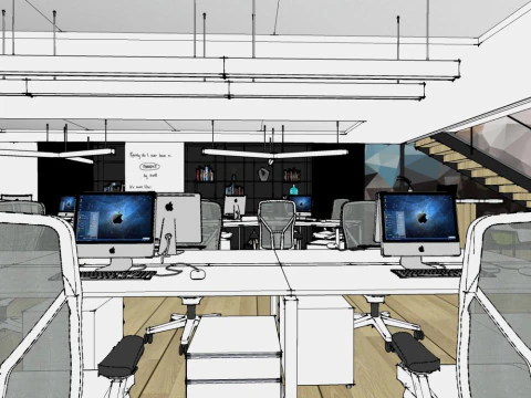 Office interior decoration 3D Model