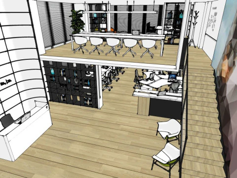 Office interior decoration 3D Model