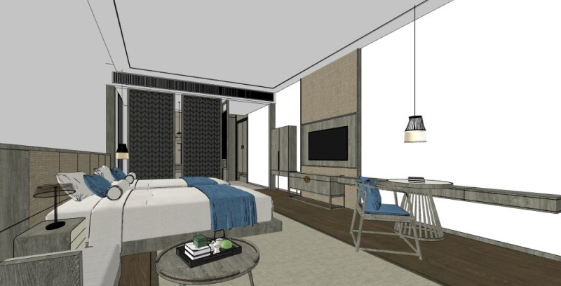 Hotel room 3D Model .c4d .max .obj .3ds .fbx .stl .blend 