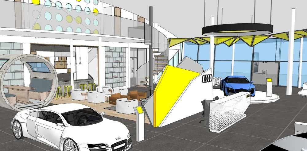 Car showroom 3D Model .c4d .max .obj .3ds .fbx .stl .blend 
