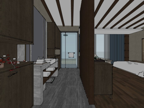 Camera degli ospiti in stile cinese Modello 3D