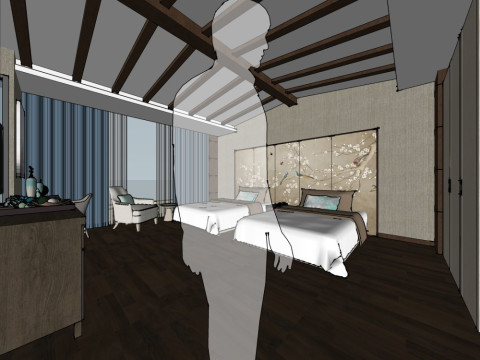 Chinese-style guest room 3D Model