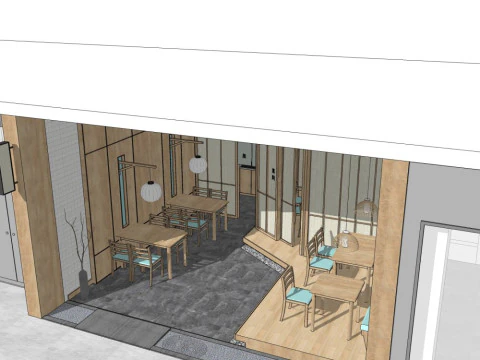 Japanese style casual restaurant 3D Model