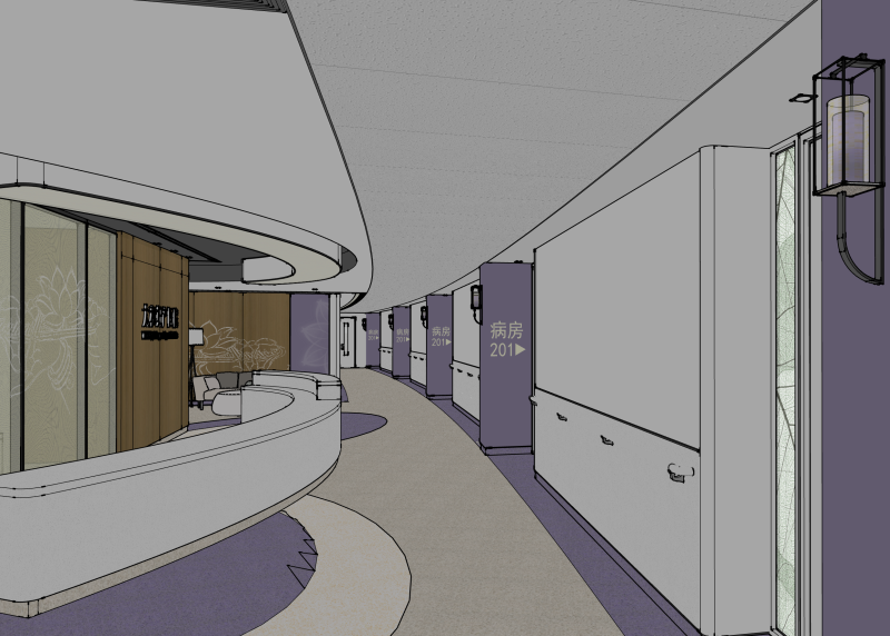 Hospital corridor 3D Model .c4d .max .obj .3ds .fbx .stl .blend 