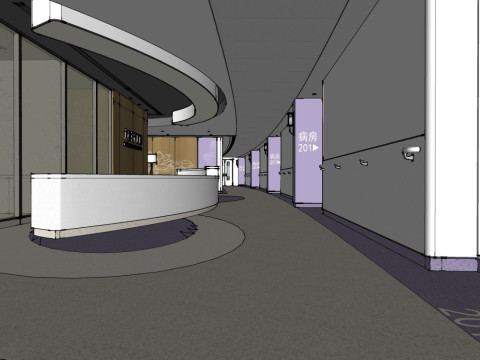 Hospital corridor 3D Model
