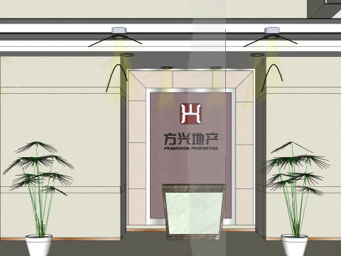 Ufficio della societ&agrave; immobiliare in stile cinese Modello 3D