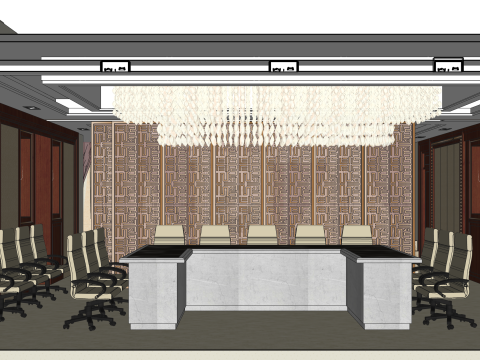 Kantor perusahaan real estate gaya Cina Model 3D