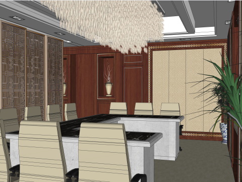 Kantor perusahaan real estate gaya Cina Model 3D