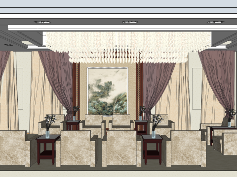 Kantor perusahaan real estate gaya Cina Model 3D