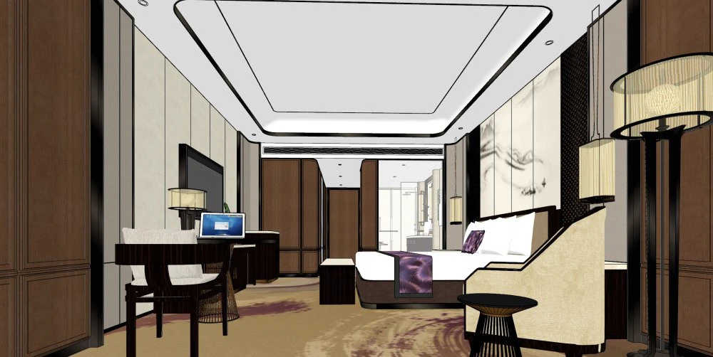Hotel Big Bed Room 3D Model .c4d .max .obj .3ds .fbx .stl .blend