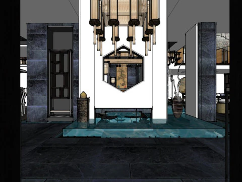 중국식 주거 장식 3D 모델