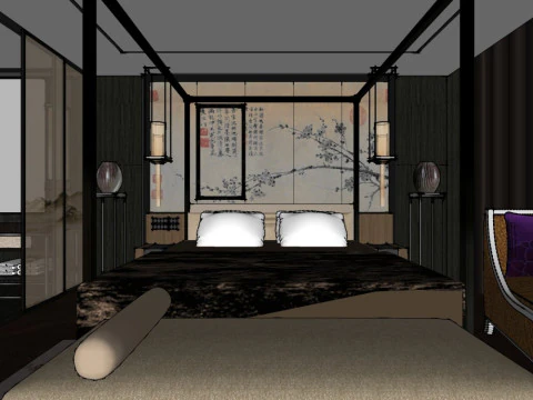 Chinese style residential decoration 3D Model