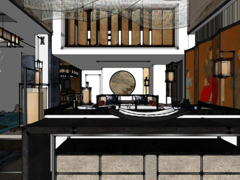 Chinese style residential decoration 3D Model