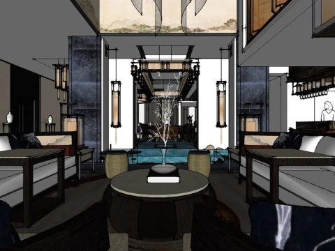 Chinese style residential decoration 3D Model