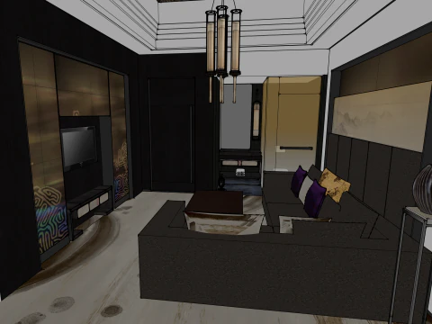 Chinese style residential decoration 3D Model