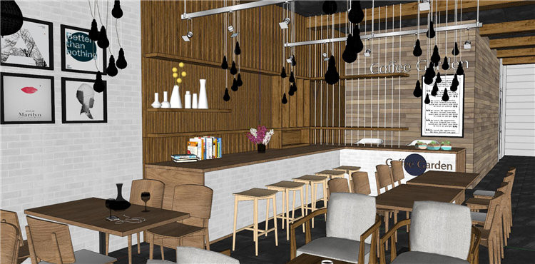 咖啡店 3D 模型 .c4d .max .obj .3ds .fbx .stl .blend