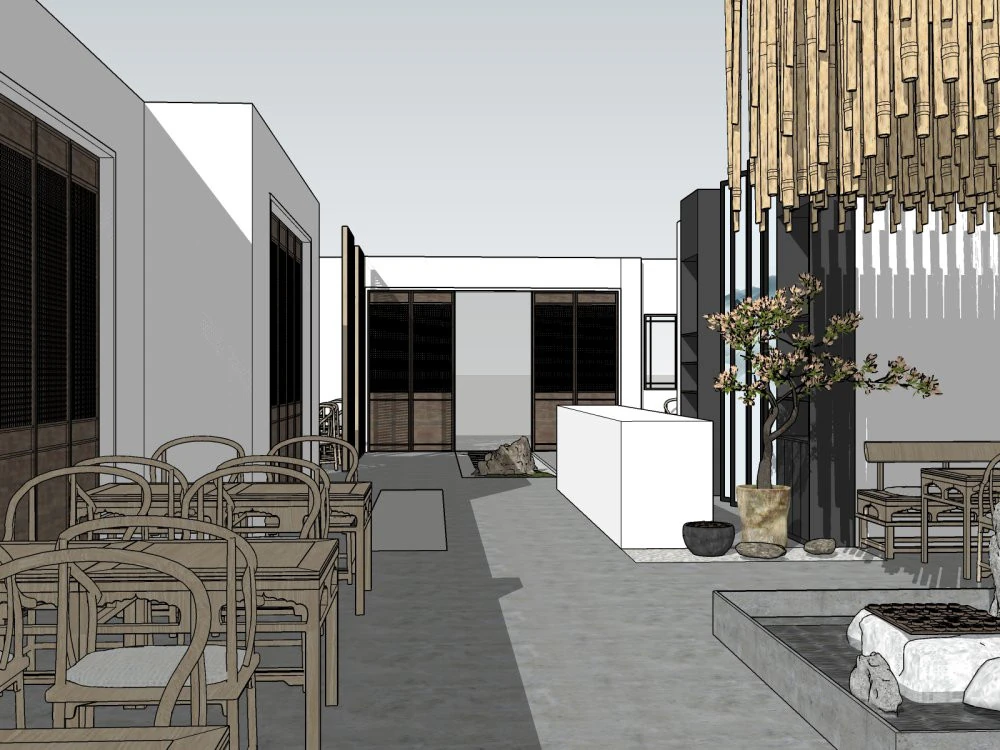 Restaurant Interior Design 3D Model .c4d .max .obj .3ds .fbx .stl .blend 
