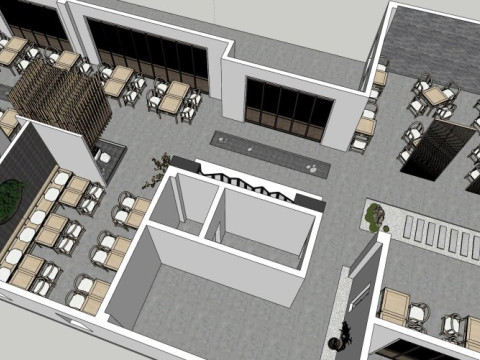 Restaurant Interior Design 3D Model