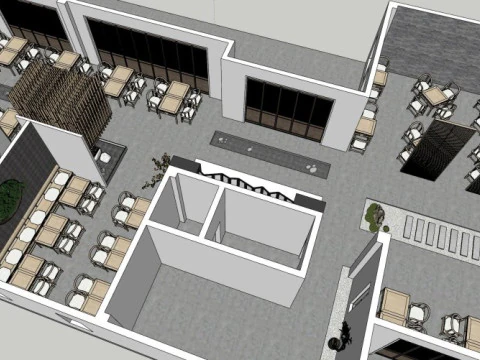 Restaurant Interior Design 3D Model