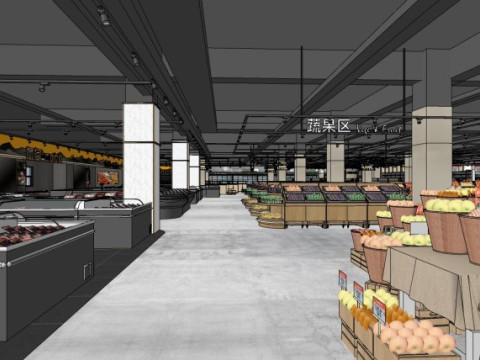 Propuesta de dise&ntilde;o de supermercado Modelo 3D