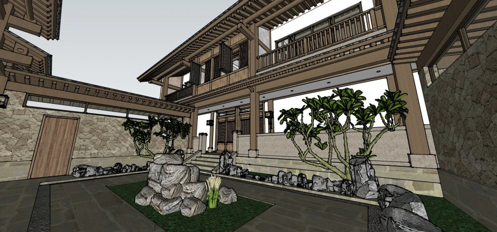Traditional Homestay Interior Decoration Design 3D Model .c4d .max .obj .3ds .fbx .stl .blend 