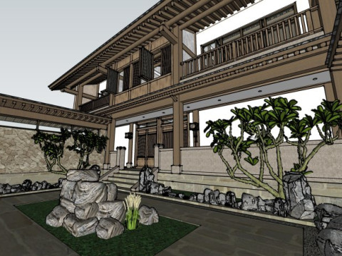 Dise&ntilde;o de decoraci&oacute;n de interiores de casa de familia tradicional Modelo 3D