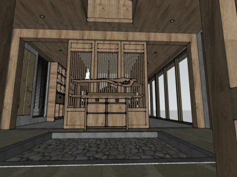 Traditional Homestay Interior Decoration Design 3D Model