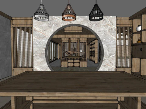 Traditional Homestay Interior Decoration Design 3D Model