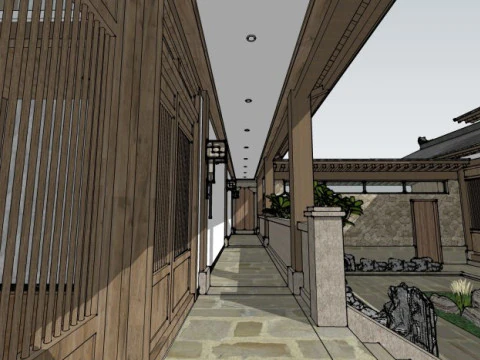 Traditional Homestay Interior Decoration Design 3D Model