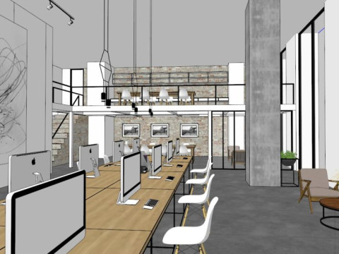 Standard floor office in high-rise buildings 3D Model