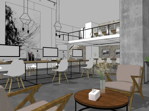 Standard floor office in high-rise buildings 3D Model