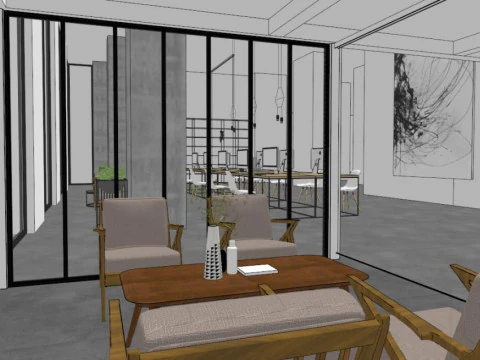 Standard floor office in high-rise buildings 3D Model