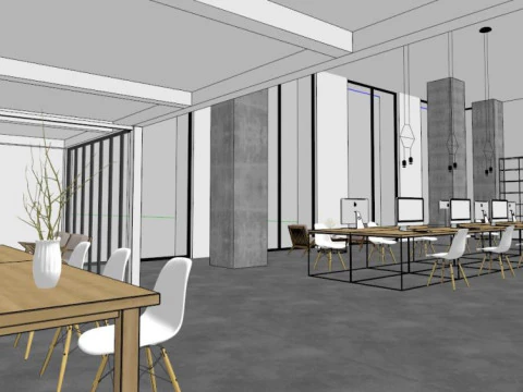 Standard floor office in high-rise buildings 3D Model