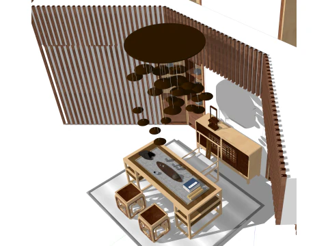 Chinese style tea room 3D Model