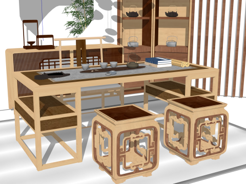 Chinese style tea room 3D Model