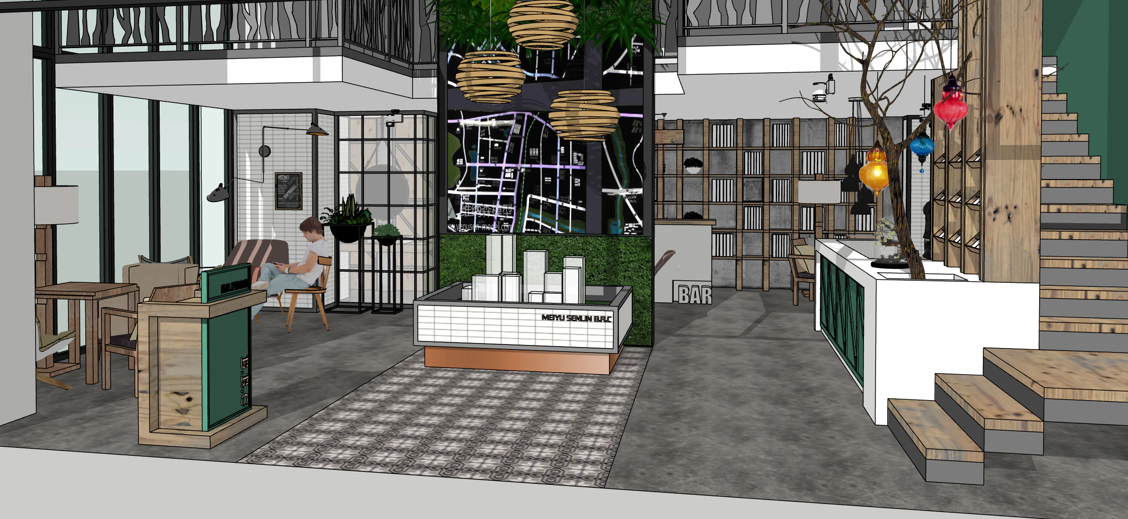 Cafe 3D Model .c4d .max .obj .3ds .fbx .stl .blend 