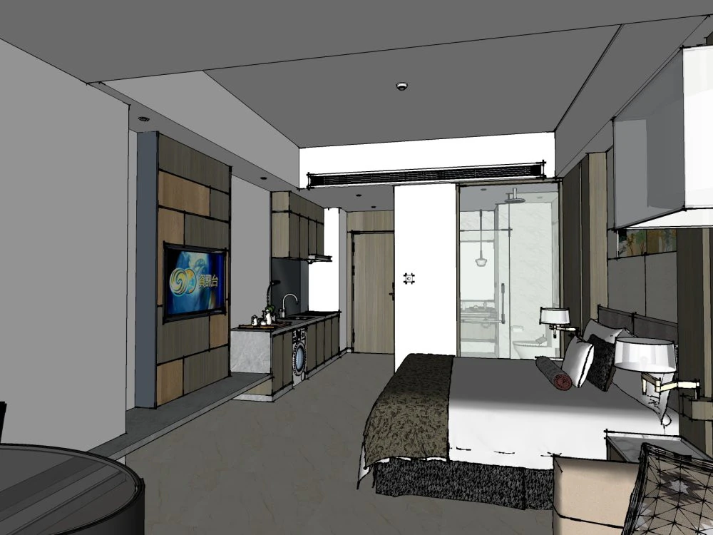 Hotel Standard Room Model 3D Model .c4d .max .obj .3ds .fbx .stl .blend 