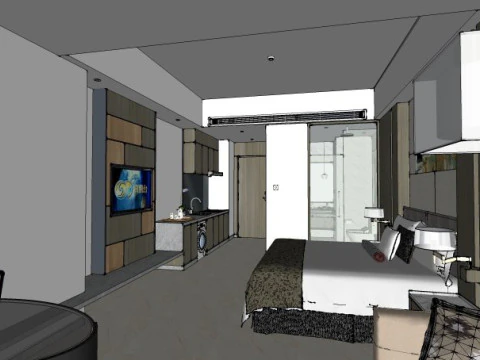 Hotel Standard Room Model 3D Model