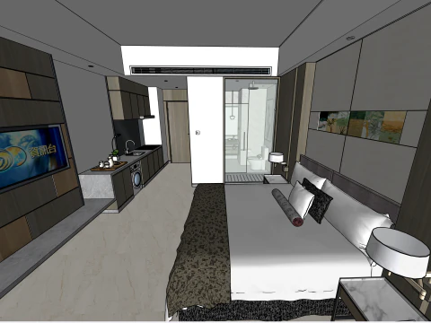 Hotel Standard Room Model 3D Model