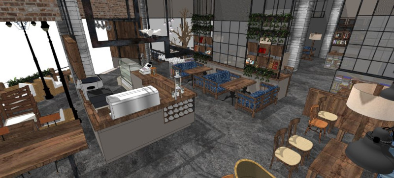 Indoor coffee shop 3D Model .c4d .max .obj .3ds .fbx .stl .blend 