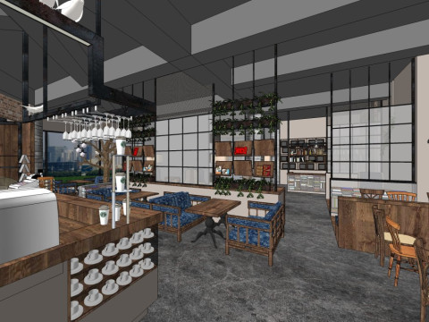 Indoor coffee shop 3D Model