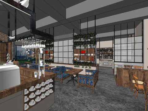 Indoor coffee shop 3D Model